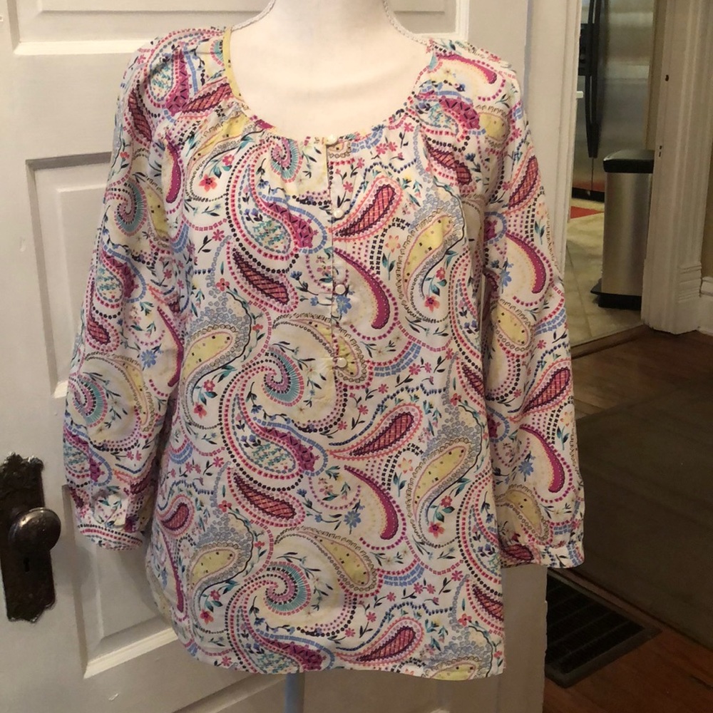 Paisley cotton 3/4 length sleeve blouse